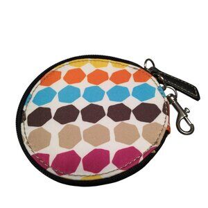 Franco Sarto Round Colorful Print Zip Around Coin Purse Change Clasp Hook